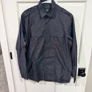 Kenneth Cole Awareness Button Up Shirt Men's Sz L Slim Light Black gmceglobaltra